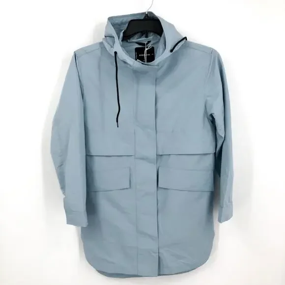 EVERLANE Womens The ReNew Anorak Rain Coat XXS Seaglass Blue Water-Repellent NWT